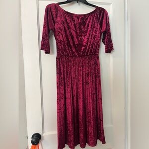 Elegant Velvet Burgundy Dress